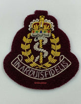 RAMC Officers Beret Badge Royal Army Medical Corps Bullion Wire Badge on Maroon